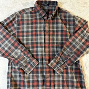 Pendleton Landry Men's‎ Red Grey Plaid Long Sleeve Shirt Wool Blend - Size XL